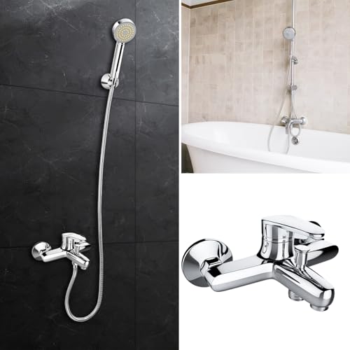 VOLTIX Wall Mounted Bathtub Tap, Chrome Bathtub Mixer Tap with Modern Design for Elegant Bathrooms