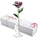 DEFAITH 24K Gold Dipped Rose Gifts, Best Wedding Anniversary Valentines Day Love Gift for Her Wife Girlfriend Spouse, Purple with Stand