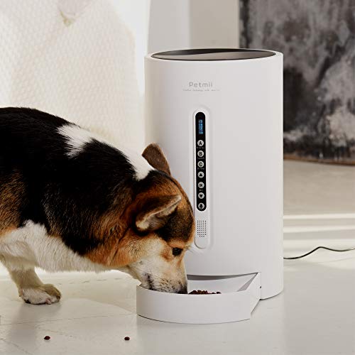 Petmii Automatic Pet Feeder Food Dispenser for Dogs, Cats & Small Animals – Features Distribution Alarms, Portion Control & Voice Recording – Timer Programmable Up to 4 Meals a Day