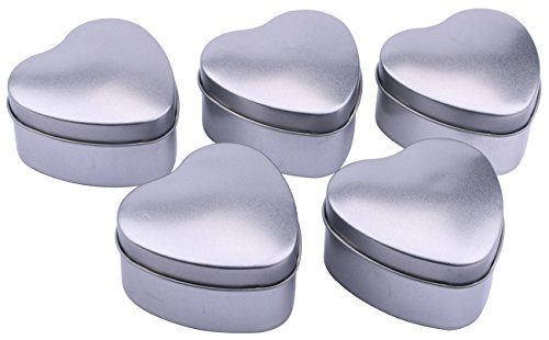 Dedoot 5PCs Heart Shape Mini Metal Tinplate Decorative Gift Box Containers for Jewelry Storage,Treasure Collection,Wedding Candy Treat Gift Wrap Boxes Home Table Decoration (Silver)