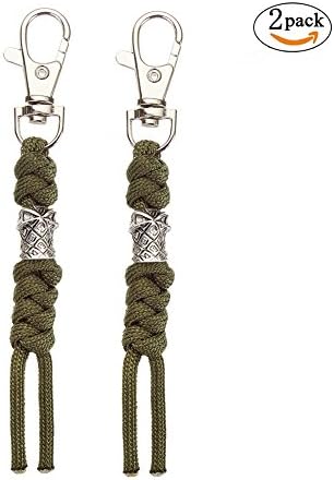 Paracord Zipper Pulls with Helmet Zipper Fixer Decoration for Backpacks Jackets Tents Duffle Bags Suitcase 2 Pack(Army Green)