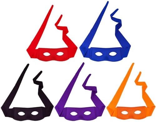 5 Máscaras De Ojo De Tortuga Ninja Para Halloween Y Cosplay, Colores Variados (Rojo, Naranja, Azul, Morado, Negro), Unisex Adulto