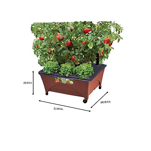 Earth Brown Resin Raised Garden Bed Grow Box Kit with Self Watering