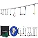 Sunnyglade Backyard Ninja Line Hanging Obstacle Course/Slackers Ninja Line Accessories for Kids - 40ft Slackline Kit with 2 Bars, 3 Fists & 2Rings (Obstacle Course Ninja Line)