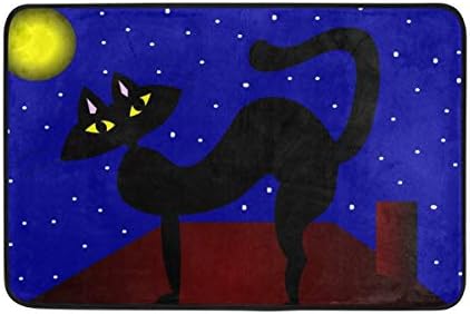Risating Halloween Animal Cat Moon Doormat Entrance Mat Floor Mat Indoor Outdoor Bathroom Mat Non-Slip 15.7" X 23.5"