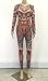 M.Brock Women Long Sleeve Bandage Bodycon Sequin Jumpsuit Tattoo Print Bodysuit