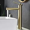 YZZY Bathroom Faucet Brushed Gold Waterfall Vanity Faucet Single Handle Bathroom Sink Faucet Fit 1 Hole Or 3 Holes Lavatory Vessel Basin Faucet
