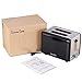 Fortune Cnady Anti-Fingerprint Brushed Stainless Steel 2-Slice Toaster,Bagel Toaster with Extra-Wide Slot and Manual High-Lift Lever,4 Toast Settings,6 Adjustable Temperature Controls,Black
