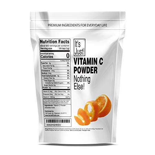 It's Just Vitamin C Powder, 100 Pure Ascorbic Acid, NonGMO, Immune Support, Homemade