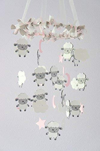Amazon Com Sheep Clouds Nursery Ceiling Mobile In Light