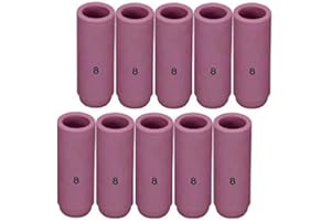 RIVERWELD TIG Alumina Nozzles Ceramic Shield Cups 10N46 8# 1/2" 12.5mm Orifice & D12.5 x 47mm for QQ300 PTA DB SR WP 17 18 26 TIG Welding Torch Pack of 10