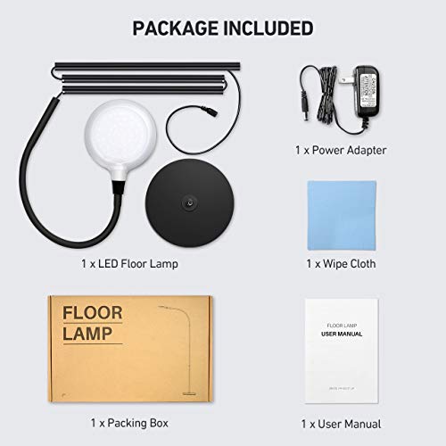 LED Floor Lamp, Standing Lamp 5 Brightness Levels & 3 colors, Flexible Gooseneck Touch Control Reading Standing Light for Living Room, Bedroom, Home, Office and Dorm - Thumbnail 6