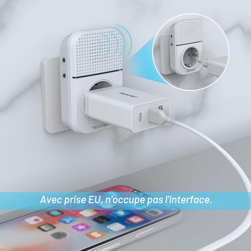 TECKNET 400m Wireless Doorbell IP65 Waterproof Electronic Chime Door Bell with Charging Function and LED Light, 60 Melodies at 5 Levels Volume