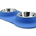 VIVAGLORY Dog Bowls, Dog Food Bowls, Stainless Steel Cat Puppy Water Bowls with Non Spill Skid Resistant Silicone Mat, Small, Blue