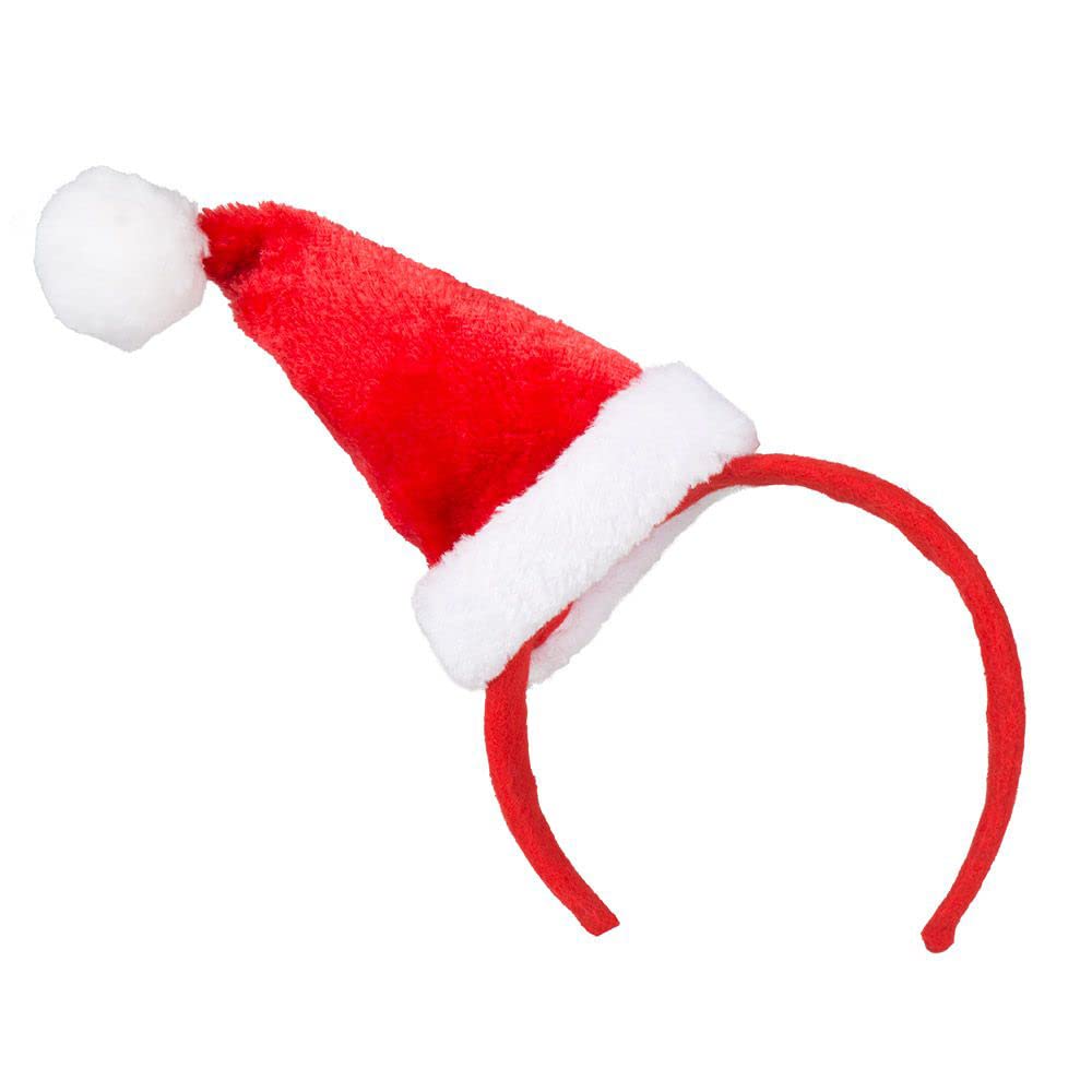 Boland Red Mini Santa Hat on Headband, Plush White Trim, Christmas Hat, Xmas, Christmas Fancy Dress Accessory, Ladies Santa Hat, Party, Secret Santa, Adult, One Size (Red)