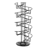 Flexzion Egg Skelter 360 Degree Rotatable Spiral Design Dispenser (Large) Chrome Plated Deluxe Modern Standing Storage Display Rack Organizer Holder for Countertop Kitchen, Black