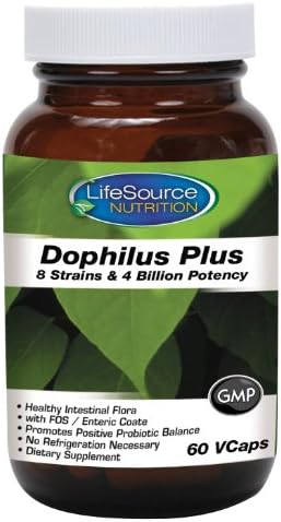 LifeSourceVitamins Dophilus Plus Probiotics - 60 Vcaps - 8 Strains - 4 Billion Potency - Enteric Coated