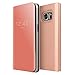 AICase Galaxy S7 Edge Case, Luxury Translucent View Window Sleep/Wake Up Function Cover Mirror Screen Flip Electroplate Plating Stand Full Body Protective Case for Samsung Galaxy S7 Edge (Rose Gold)