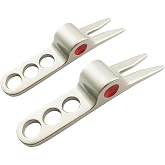 Jowxsx 2 Pcs Silver Golf Ball Fork Pivot Divot Repair Tool Compatible Divot Tools for Golf Divot Tools, On-Course Accessories