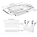 SANNO Dish Drying Rack, Expandable Dish Drainer Over Sink in Sink On Counter with Utensil Silverware Storage Holder, Rustproof Stainless Steel