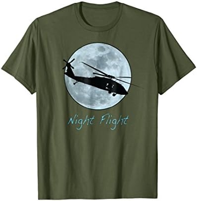 Mens Night Flight UH-60 Black Hawk Helicopter T-Shirt XL Olive