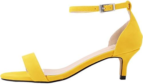 SAMSAY Women's Low Heels Open Toe Ankle Strap Stiletto Pumps Dress Sandals