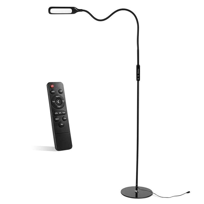 Stehlampe LED Dimmbare, Zanflare Stehleuchte Augenschonende Lesen 5 Stufe Helligkeit Touch Control Standleuchte mit Fernbedie