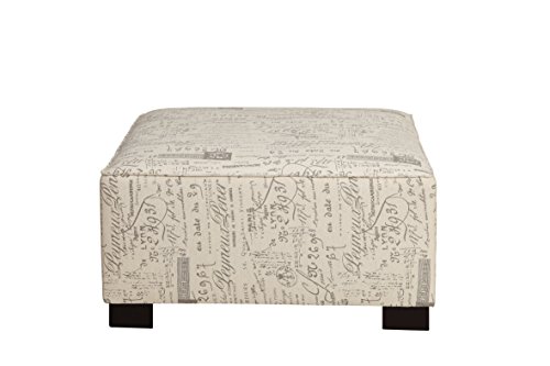 Poundex Bobkona Burton Ottoman with Script Pattern, Khaki