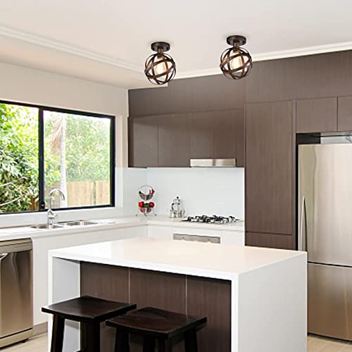 Semi Flush Mount Ceiling Light Bronze Orb Chandelier 1 Light Small