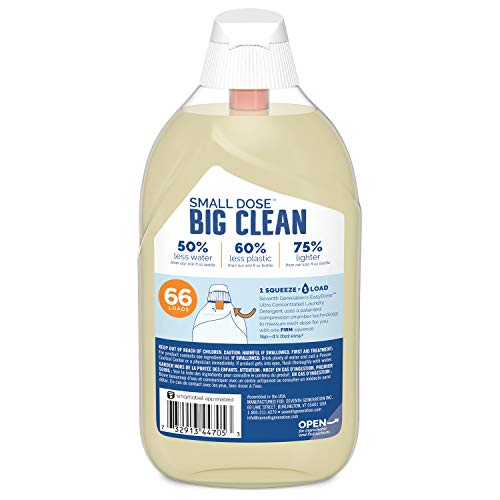 SEVENTH GENERATION LAUNDRY DETERGENT, ULTRA CONCENTRATED EASYDOSE, FREE & CLEAR, 23.1 FL OZ