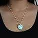 Glow in the Dark (Aqua Blue) Heart Pendant with Necklace. Silver Plated.