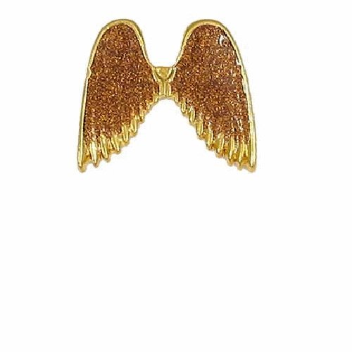 Gold Angel Wings Lapel Pin with Spankling Glitter (2 Pins)