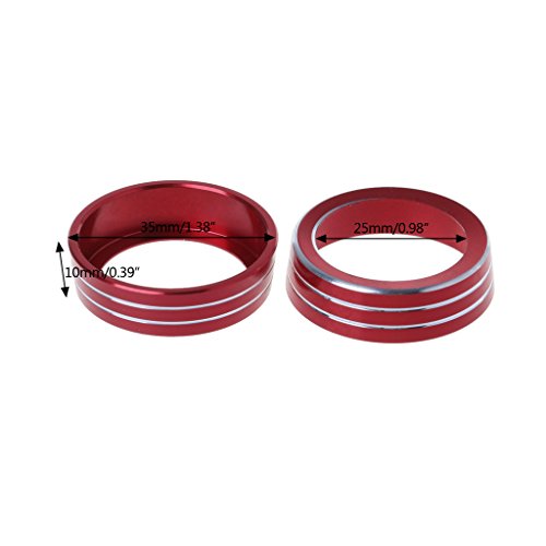 2x Red Car AC Climate Control Ring Knob Trim Cover For Honda Civic 2016-2018