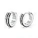 Unique Stainless Steel Hoop Earrings for Men (Silver Black)