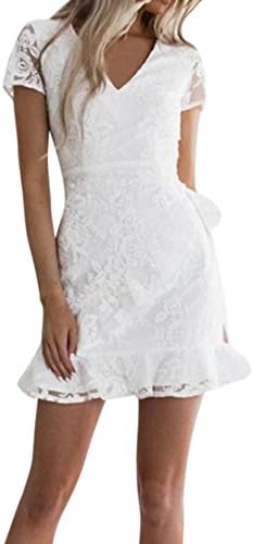 OldSch001 Dress for Women, Fashion Lace Short Sleeve Bodycon Cocktail Party Pencil Dress Bandage Dresses