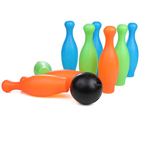 Tip Top Toys High Bounce Bowling Playset for Kids with 10 Pins and 2 Balls, Indoor and Outdoor Game - Thumbnail 2