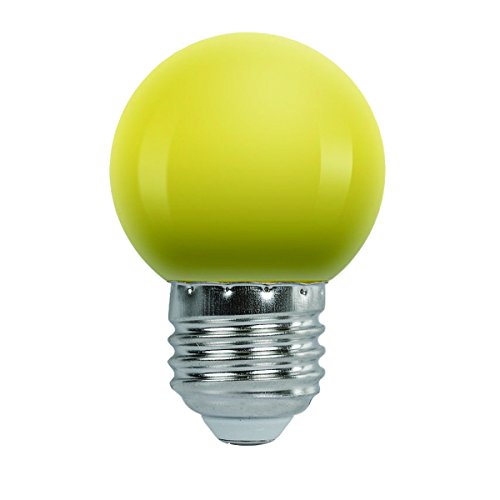 AWE-LIGHT LED Light Bulb 1W Coloured Round G45 E26 LED Color Light Bulb Lamp for Wedding Halloween Christmas Party Bar Mood Ambiance Decor (Yellow)