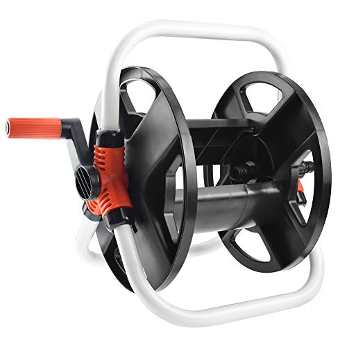 Risunpet Water Pipe Car Roll 1/2"-80ft 5/8"-60ft Water Pipe Storage Shelf Hose Reel Rope Gauge Cord Light Wire, Heavy Duty Storage Rack Garden Hose Reel - Thumbnail 7