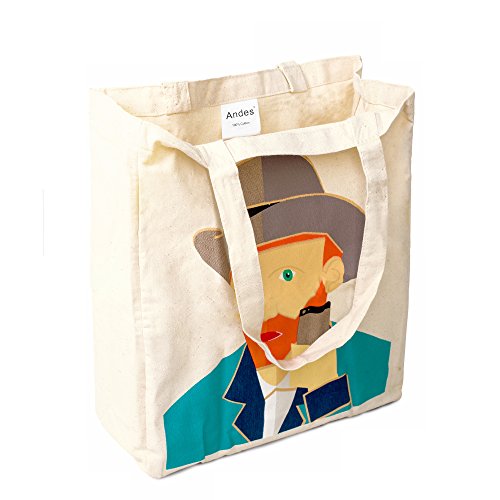 Andes Heavy Duty Canvas Tote Bag, Handmade from 12-ounce Pure Cotton, Perfect for Shopping, Laptop, School Books, Loving Vincent Home & Kitchen, Kitchen & Dining, Storage & Organization, Travel & To-Go Food Containers, Reusable Grocery Bags