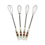 Verdental Wire Whisk 4 Pack Flower Shape Ceramics Stainless Steel Whisks Kitchen Utensils For Stirring, Blending, Whisking And Beating