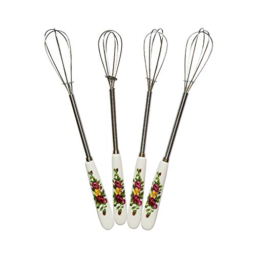 Verdental Wire Whisk 4 Pack Flower Shape Ceramics Stainless Steel Whisks Kitchen Utensils For Stirring, Blending, Whisking And Beating