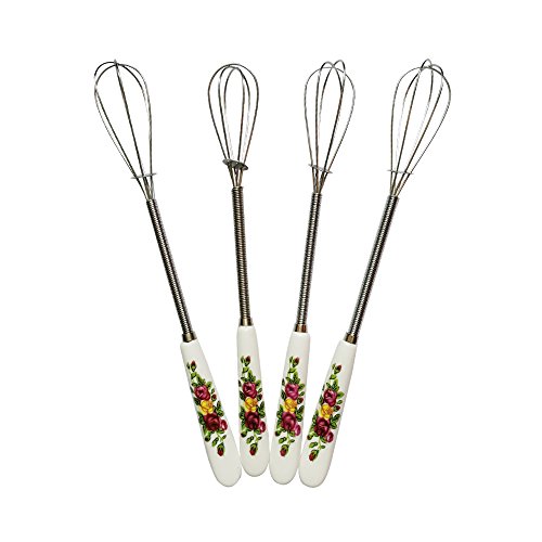 Wire Whisk 4 Pack Flower Shape Ceramics Stainless Steel Kitchen Utensils for Stirring, Blending, Whisking and Beating