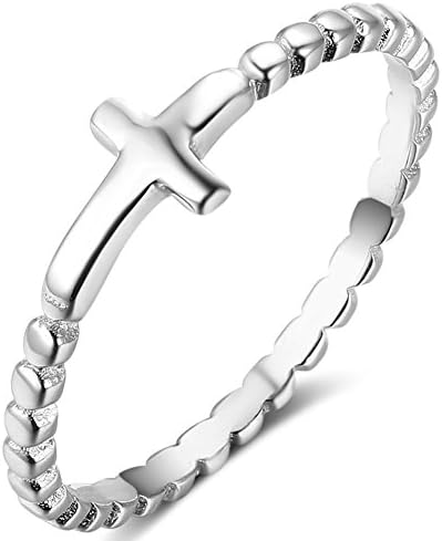 iSilver 925 Sterling Silver Christian Religious Cross Classical Simple Plain Ring