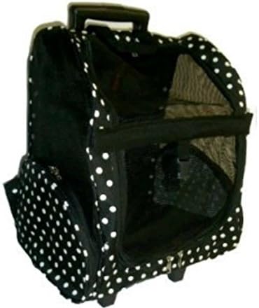 18" Pawprint Rolling Pet Carrier Backpack Black and White