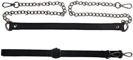 Coolcoco Luxury 43 inches Adjustable DIY Cross Body Leather Purse Replacement Chain Strap Set with Metal Buckles Black (Two Pieces/Set)
