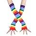 Colorful Rainbow Stripe Leggings Long Knit Gloves Socks Set Party Costume Accessory