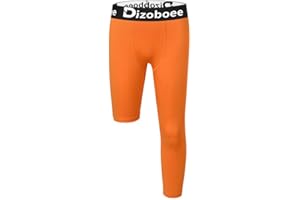 Dizoboee Youth Boys Compression Pants One Leg 3/4 Athletic Leggings for Sports Kids Basketball Tights Football Baseball Pants