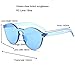 Armear Women Retro Rimless Round Sunglasses Tinted Blue One Piece Lens Frameless Eyewear