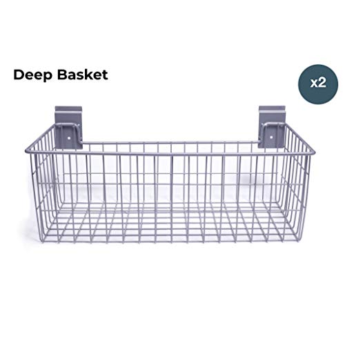 CrownWall Slatwall Steel 24" x 12" Deep Wire Basket (V2) 2 Pack