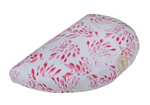 Maji Sports Om Zafu Cotton Yoga Meditation Pillow (White Dainty Leaves)